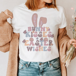 Pasen Bunny Kisses Retro Floral T-shirt