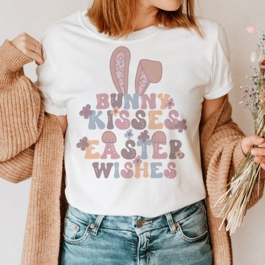 Pasen Bunny Kisses Retro Floral T-shirt