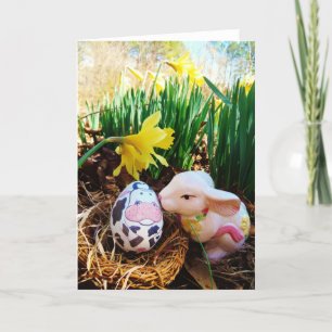 Pasen Bunny Koe Egg Holiday Kaart