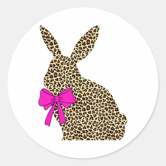 Pasen Bunny Leopard Buffalo Rabbit Pasen Ronde Sticker (Voorkant)