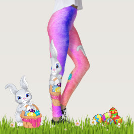 Pasen Bunny Let's Dye Eggs Colorful Fun Leggings