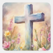 Pasen Bunny Leuke Bloemen Vakantie Leraar Student Vierkante Sticker (Voorkant)