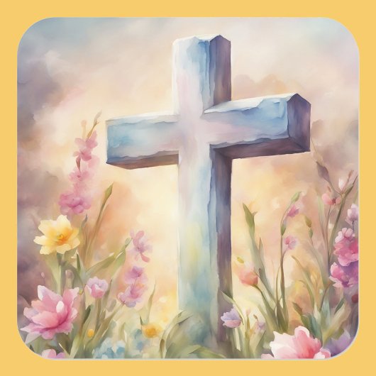 Pasen Bunny Leuke Bloemen Vakantie Leraar Student Vierkante Sticker