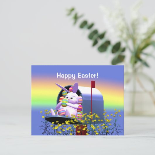 Pasen Bunny Mail Feestdagenkaart (Staand voorkant)