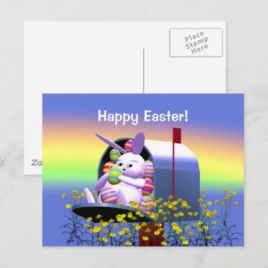 Pasen Bunny Mail Feestdagenkaart (Voorkant / Achterkant)