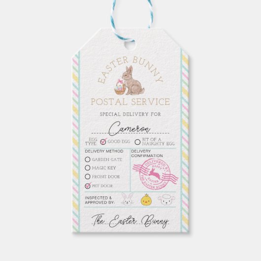 Pasen Bunny Mail Speciale Levering Cadeaulabel (Voorkant)