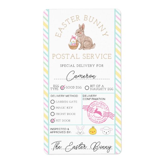 Pasen Bunny Mail Speciale Levering Etiket (Voorkant)