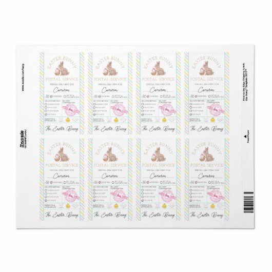 Pasen Bunny Mail Speciale Levering Etiket (Full Sheet)