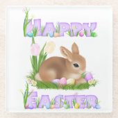 Pasen Bunny (Mauve) Glazen Onderzetter (Voorkant)
