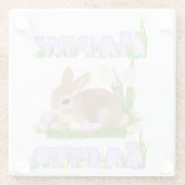 Pasen Bunny (Mauve) Glazen Onderzetter (Achterkant)