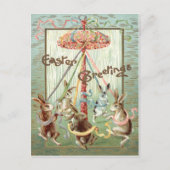 Pasen Bunny Maypole Dance Ribbon Feestdagenkaart (Voorkant)