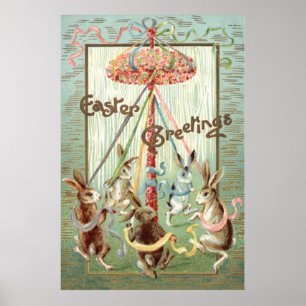 Pasen Bunny Maypole Dance Ribbon Poster