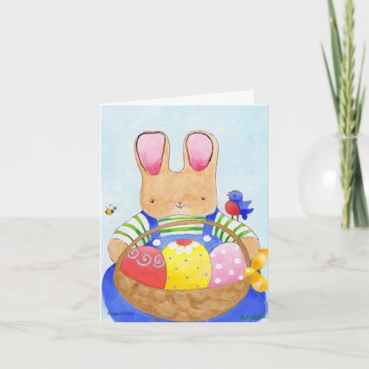 Pasen Bunny met basket Holiday Kaart (Voorkant)
