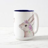 Pasen Bunny met bloeiende kroon. (Navy) Tweekleurige Koffiemok (Voorkant rechts)