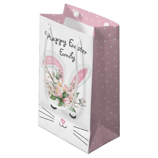 Pasen Bunny met bloemen Klein Cadeauzakje (Voorkant Gekanteld)