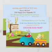 Pasen Bunny met Egg Cart Kaart (Voorkant / Achterkant)