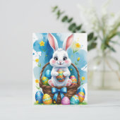Pasen Bunny met eieren Briefkaart (Staand voorkant)