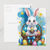 Pasen Bunny met eieren Briefkaart (Voorkant / Achterkant)