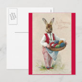 Pasen Bunny met eieren Feestdagenkaart (Voorkant / Achterkant)