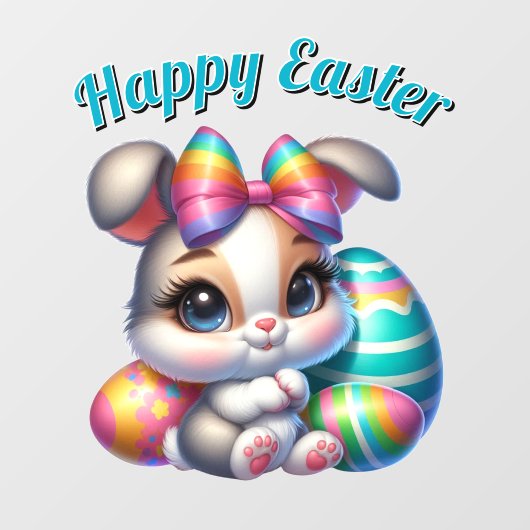 Pasen Bunny met kleurrijke eieren Raamsticker (Vel)