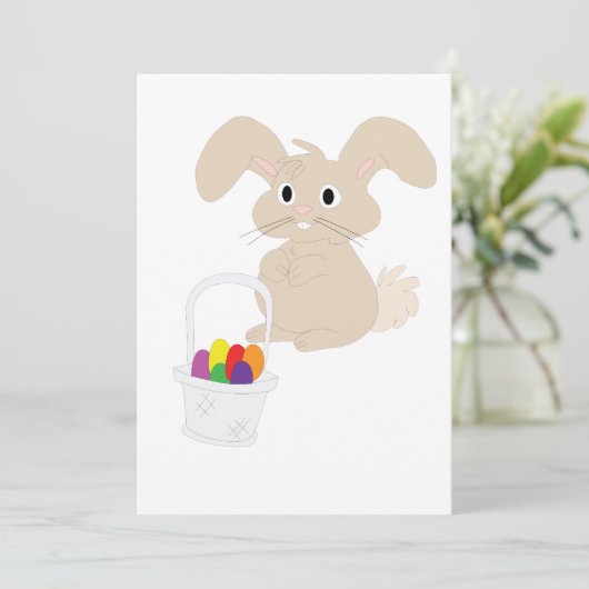 Pasen Bunny met mandje Kaart (Staand voorkant)