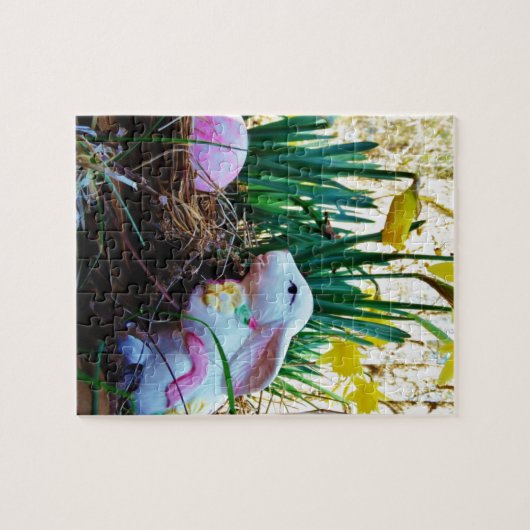 Pasen Bunny met roze ei Legpuzzel (Horizontaal)