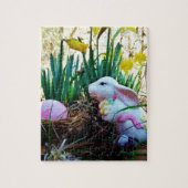 Pasen Bunny met roze ei Legpuzzel (Verticaal)
