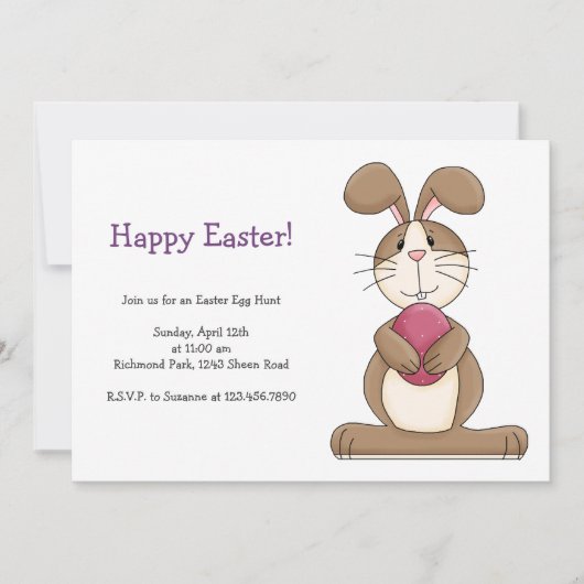 Pasen Bunny met roze eieren Kaart (Voorkant)