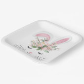 Pasen Bunny met roze oorlogen Papieren Bordje (Gebogen)