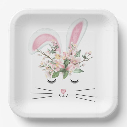 Pasen Bunny met roze oorlogen Papieren Bordje (Voorkant)