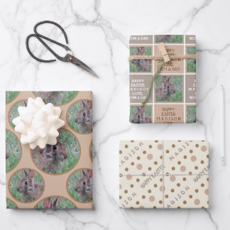 Pasen Bunny Neutral Polka Dot gepersonaliseerd Inpakpapier Vel