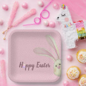 Pasen Bunny op Polka Dots Papieren Bordje (Feest)