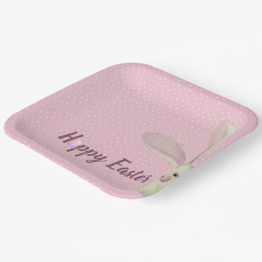 Pasen Bunny op Polka Dots Papieren Bordje (Gebogen)
