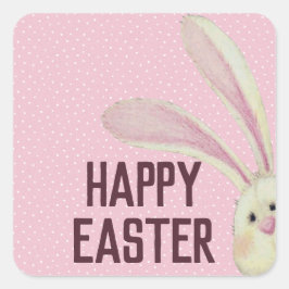 Pasen Bunny op Polka Dots Vierkante Sticker