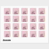 Pasen Bunny op Polka Dots Vierkante Sticker (Vel)
