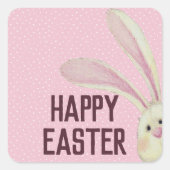 Pasen Bunny op Polka Dots Vierkante Sticker (Voorkant)