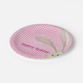 Pasen Bunny op Roze Gingham Papieren Bordje (Gekanteld)