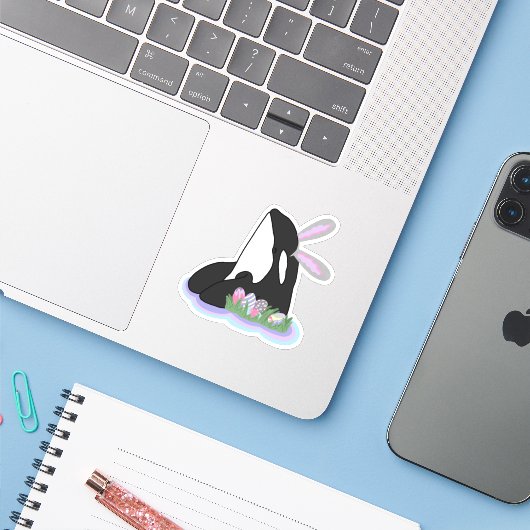 Pasen Bunny Orca Sticker (Laptop met iPhone)