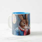 Pasen bunny Parade Antiek Post Card Mok (Voorkant links)