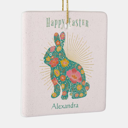 Pasen Bunny  pasta Aangepaste Floral Keramisch Ornament (Rechts)