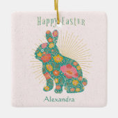 Pasen Bunny pasta Aangepaste Floral Keramisch Ornament (Voorkant)