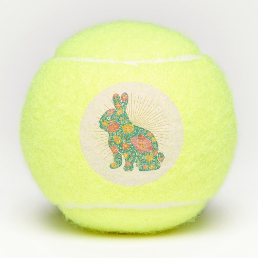 Pasen Bunny Pastel Retro Floral Tennisballen (Voorkant)