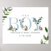 Pasen Bunny Rabbit Boy Baby shower Welkom Poster (Voorkant)
