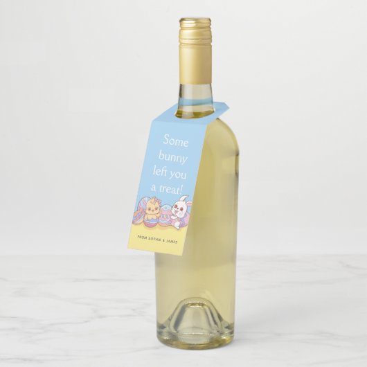 Pasen Bunny Rabbit Chick Eggs | FEESTDAGEN Flessenhanger (Schuin)