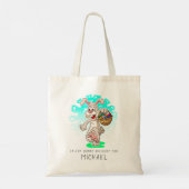 Pasen Bunny Rabbit Easter Eggs Persoonlijke naam Tote Bag (Achterkant)