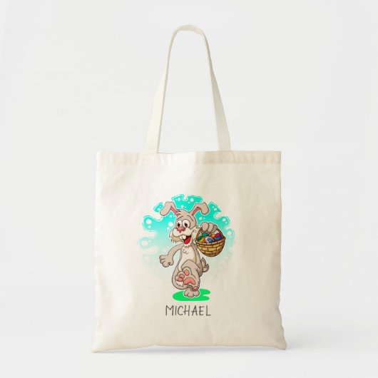 Pasen Bunny Rabbit Easter Eggs Persoonlijke naam Tote Bag (Voorkant)