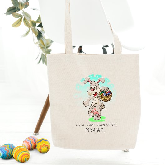 Pasen Bunny Rabbit Easter Eggs Persoonlijke naam Tote Bag
