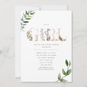 Pasen Bunny Rabbit Eggs Floral Girl Baby shower Kaart (Voorkant)