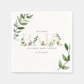 Pasen Bunny Rabbit Eucalyptus Neutraal Baby shower Servet (Voorkant)