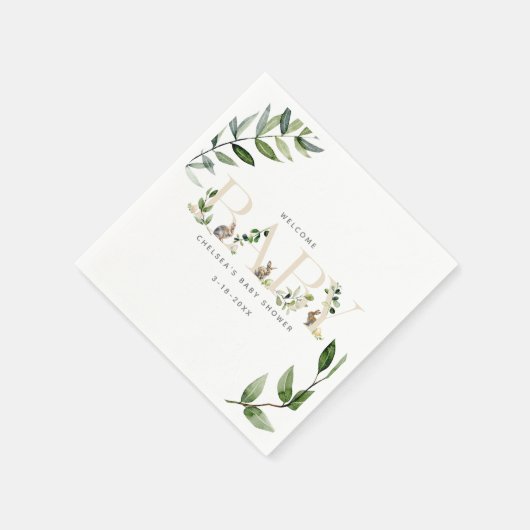 Pasen Bunny Rabbit Eucalyptus Neutraal Baby shower Servet (Hoek)